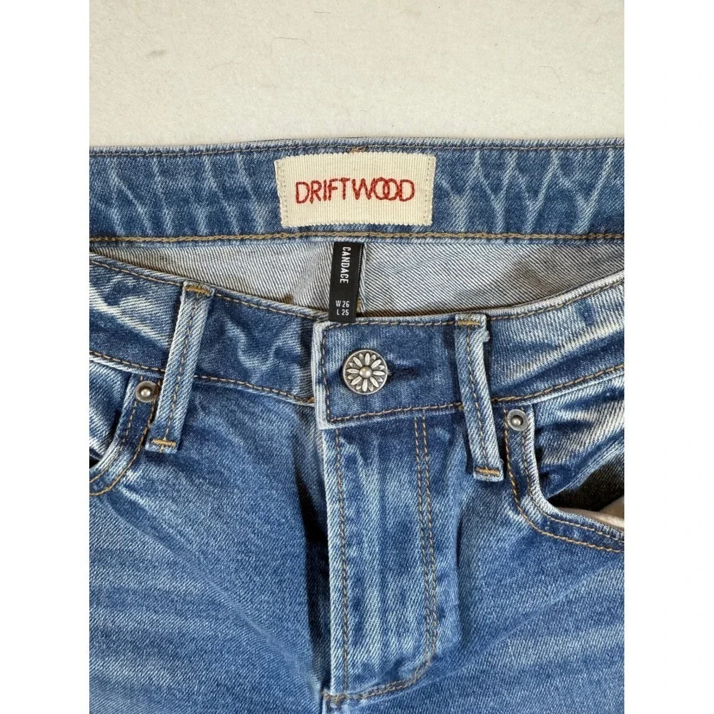 Driftwood Candace Womens Blue Denim Jeans with Navy Satin Stripe W 26 L 25